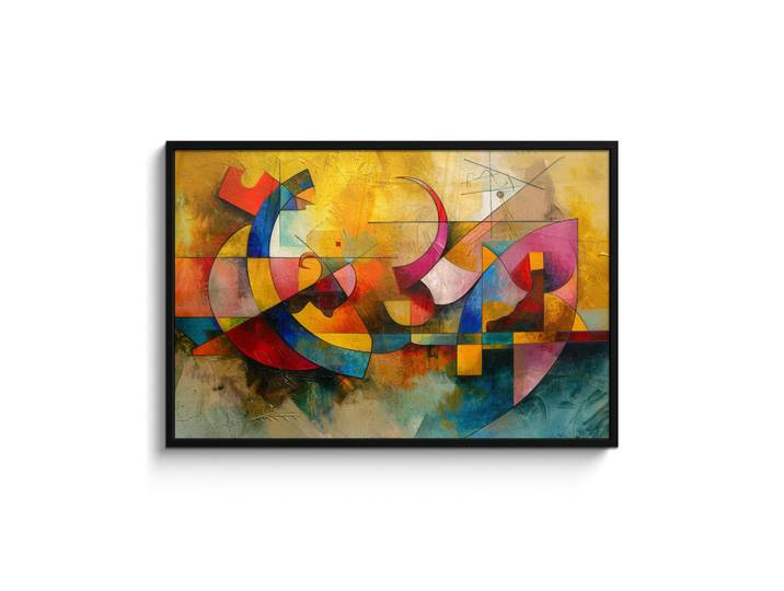 MuchoWow Poster MIT Rahmen Kunst - Abstrakt - Modern 120x80 cm, Gelb, Papier, Rechteckig, 120x80 cm, gerahmt, Bilder & Rahmen, Bilder
