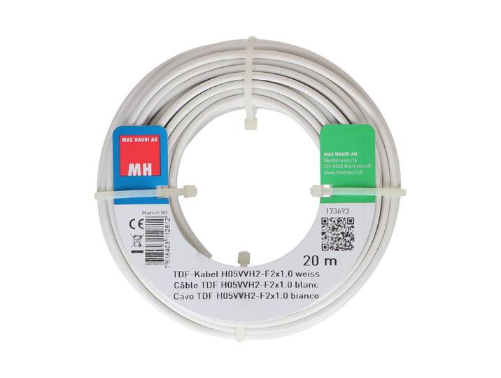 Max Hauri AG TDF-Kabel H05Vvh2-F2X1.0 20m weiss