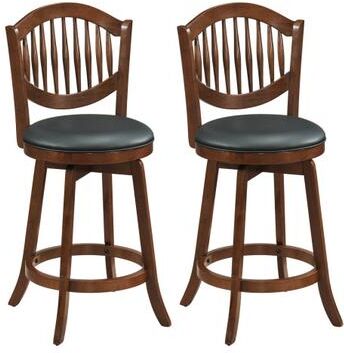 Costway Swivel Bar Stools Set of 2 with Backrest and Wood Frame-25 Inches