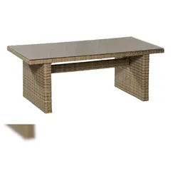 Merxx Tisch Riviera, 200 x 100 cm, Stahl/Kunststoffgeflecht/Glas, Naturgrau