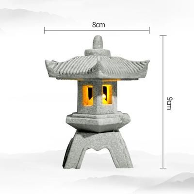 Inspired Living Serenity Mini Pagoda Lantern Zen Garden Decor & Bonsai Landscape Statue large Hexagon Lamp