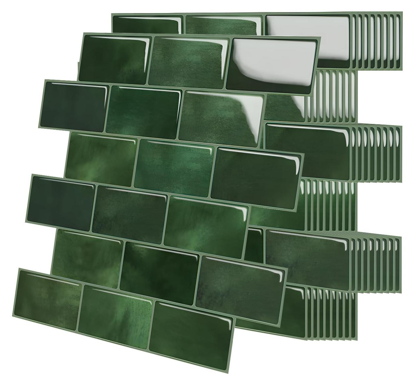 Wall Zelfklevende 3D-tegelstickers voor badkamer en keuken, set van 10