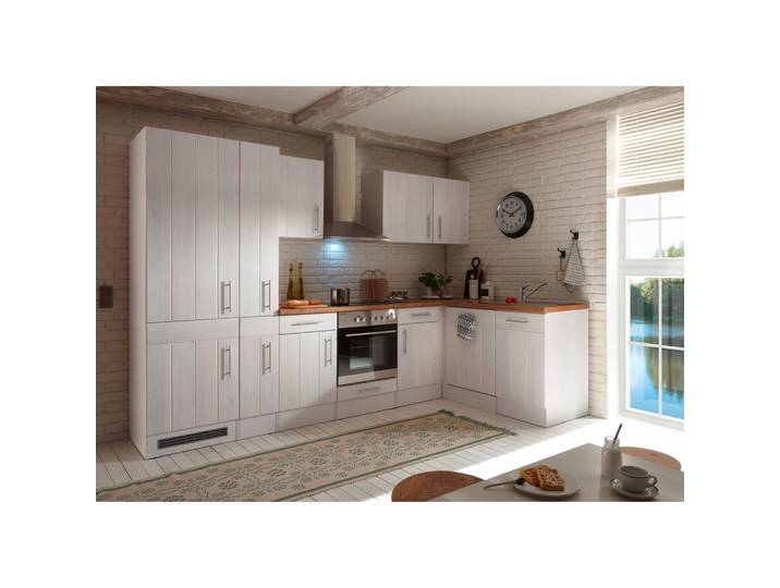 Eckküche Premium m. Geräten 310x172 cm Weiß Landhaus