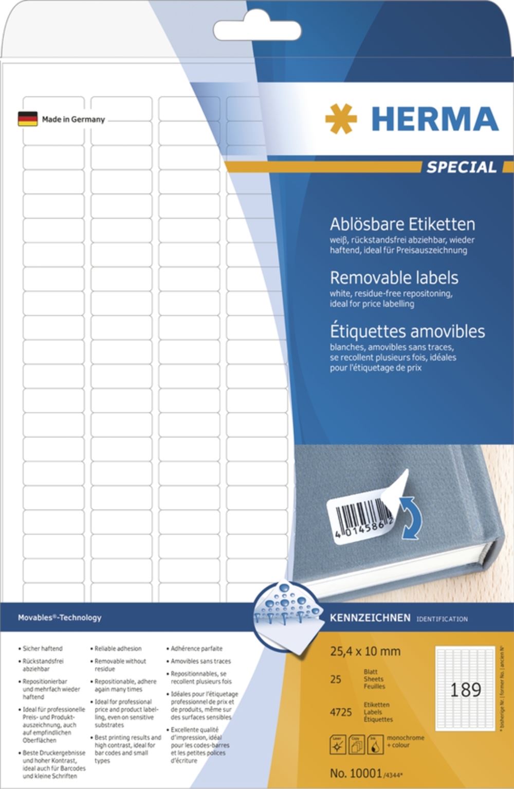 Herma 10001 Universal-Etiketten 2.54x1 cm (25 Blatt (4725 Etiketten))