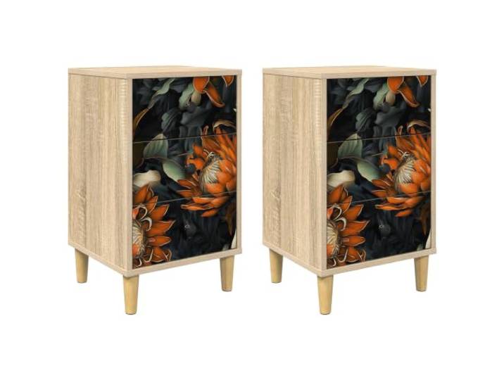 KDVXBCQJH Nachttisch 2er Set Beistelltisch Sonoma-Eiche 36x33x60 cm Moderne Nachtschränke fürs Schlafzimmer mit Schubladen, dekorativem Muster und erhöhten Füßen für optimale Raumnutzung.