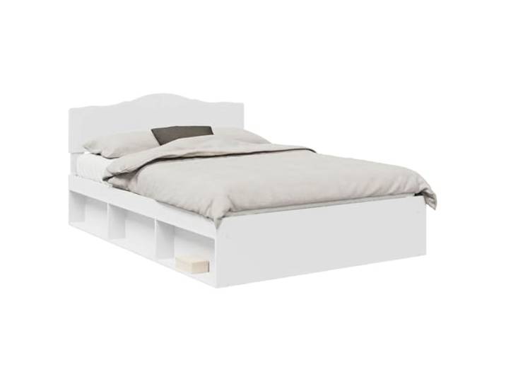 HMDNGOUT Bettgestell mit Kopfteil Weiß 160x200 cm Massives Kiefernholz Modernes Bettrahmen Design
