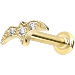 14 Karat Gold Labret mit Push Fit MOISSANIT-SCHWALBE