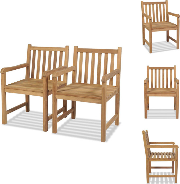 vidaXL Gartenstühle 2 Stk. Massivholz Teak - Gartenstühle