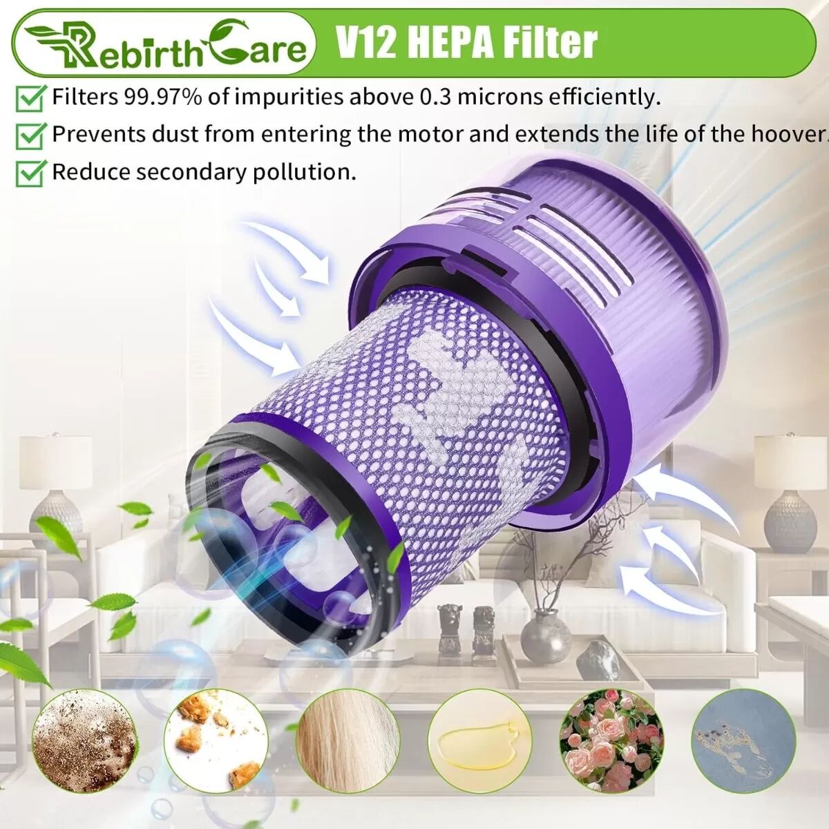 INF Austauschfilter- und Bürstenset kompatibel mit Dyson V12 Detect Slim – ABS, Filterbaumwolle & Polyester, mehrfarbig,
