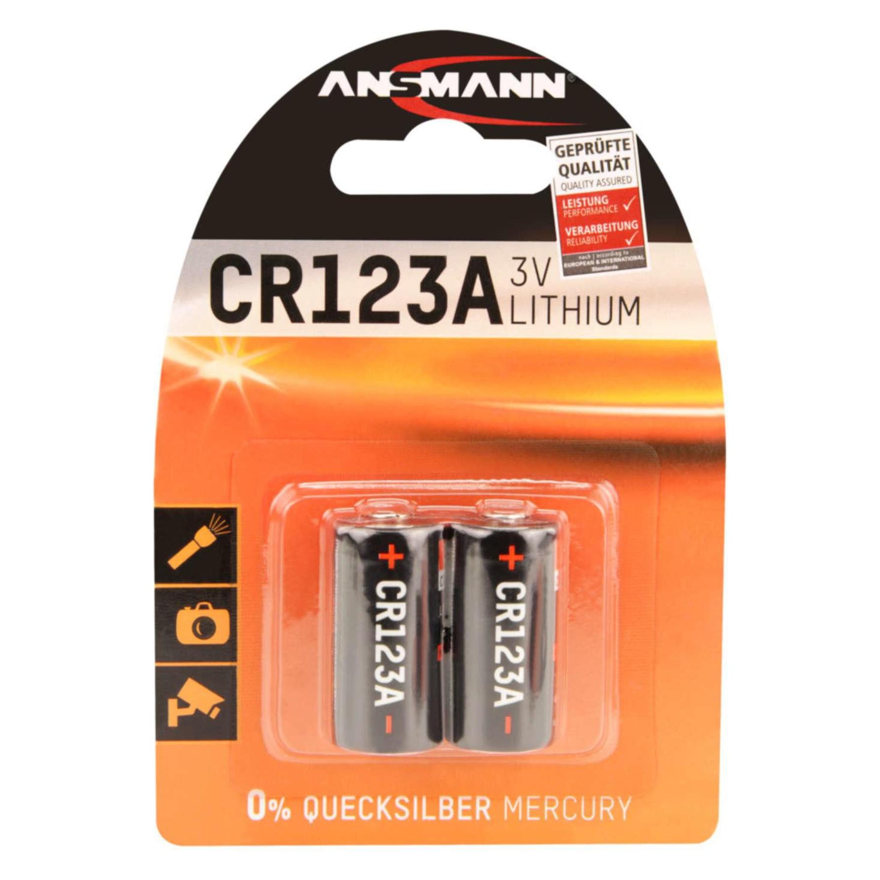 Ansmann LithiumBatterie CR13 (2 Stk., RCR123A, 1375 mAh) (1510-0023)