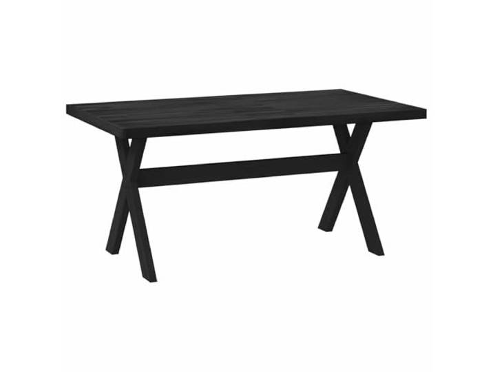 Makastle Esstisch 160 cm Massives Kiefernholz Schwarz Rechteckig