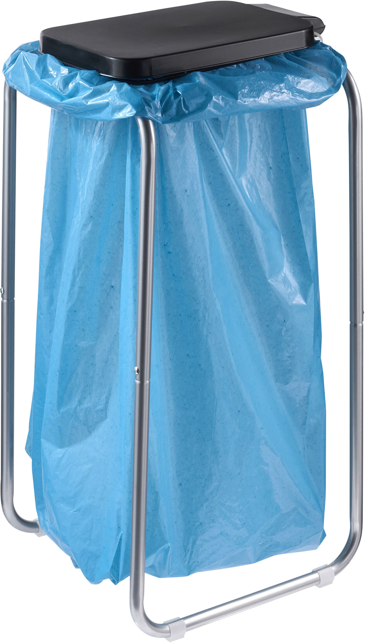 SPRINTIS Support pour sacs poubelle avec couvercle, 120 L, acier 1 compartiment, acier, plastique, argent
