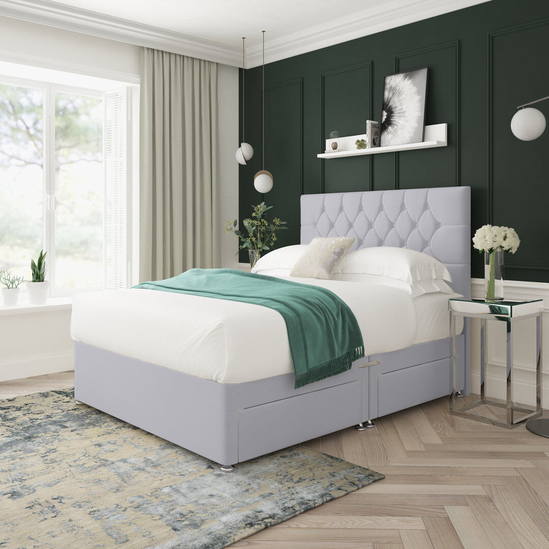 Lark Manor Upholstered Bed Silver Double (4'6)