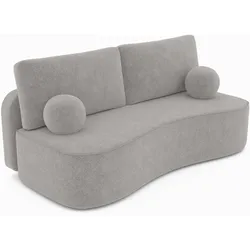 BETTSOFA ROTONDO Grau Bucle-Stoff mit Schlaffunktion