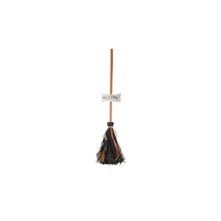 Dekoaufsteller Hexenbesen   , orange , Holzwerkstoff,Metall,Polyester , Maße (cm): B: 6 H: 6