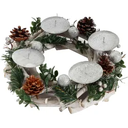 ADVENTSKRANZ OHNE KERZEN Weiß
