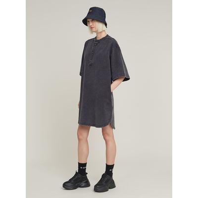 Sweatkleid G-STAR "Balloon Loose Sweater Kleid", Damen, Gr. S, Normalgrößen, grau (dk schwarz marble gd), Obermaterial: 96% Baumwolle, 4% Elasthan, Kleider Sweatkleid