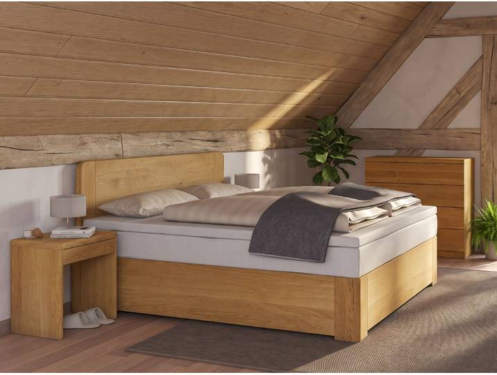 Eichenbett „Niklas“ Boxspring 80 x 220 cm Massivholz Eiche