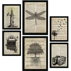 POSTER Set Mit 6 Natur und Reiseenzyklopädie Thema im Retro Vintage Stil A3 & A4 Rahmenlos