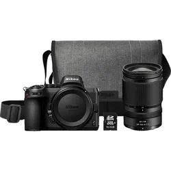NIKON Z5 Kit + TASCHE 16 GB SD Systemkamera mit Objektiv 24-105, 8 cm Display Touchscreen, WLAN