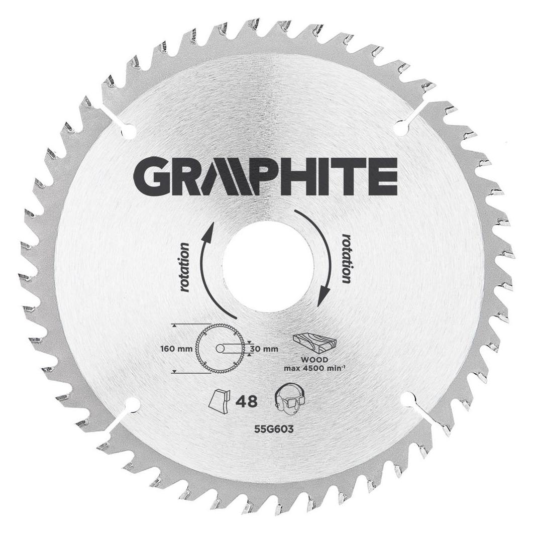 Graphite Graphit-Kreissägeblatt 160x30mm, 48 Zähne - 55H603 (TOP-55H603)