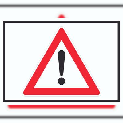 HB-Druck Achtung Zeichen Weiss Symbol Schild A5 Rückseite selbstklebend