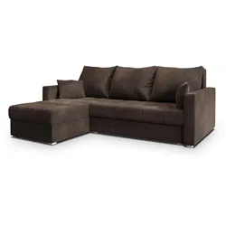 ECKSOFA NIDA Braun Geflochtener Stoff mit Schlaffunktion