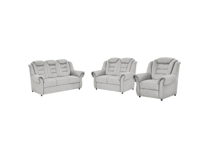 Livetastic Sitzgarnitur, Hellgrau, Kunststoff, 3-teilig, Made in EU, Hocker erhältlich, Rücken echt, Armteil links, Armteil rechts, Wohnzimmer, Sofas & Couches, Sitzgarnituren