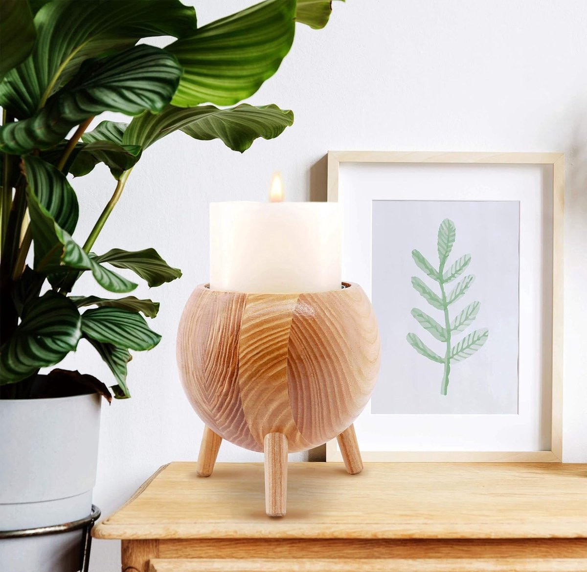 Unieke houten tealight kandelaar voor volwassenen