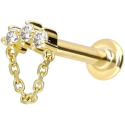 14 Karat Gold Labret mit Innengewinde MOISSANIT-BOGEN + KETTE