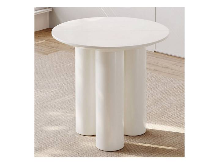 Guyii Beistelltisch mit Säulenbeinen 76,2cm/117cm, Cremeweiß, Moderner runder (1-St), Matte Oberfläche