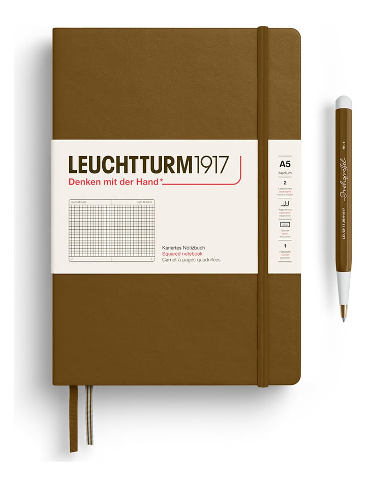 LEUCHTTURM1917 Kariertes Notizbuch in Braun - A5 - onesize