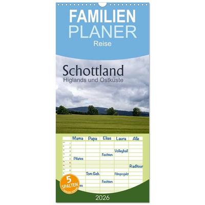 Familienplaner 2026 - Schottland Highlands und Ostküste mit 5 Spalten (Wandkalender, 21 x 45 cm) CALVENDO