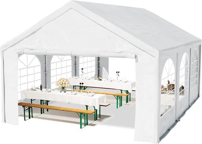 Hochwertiges Partyzelt 3x6 m Pavillon Zelt PE Plane 450 N Gartenzelt Festzelt Wasserdicht weiß