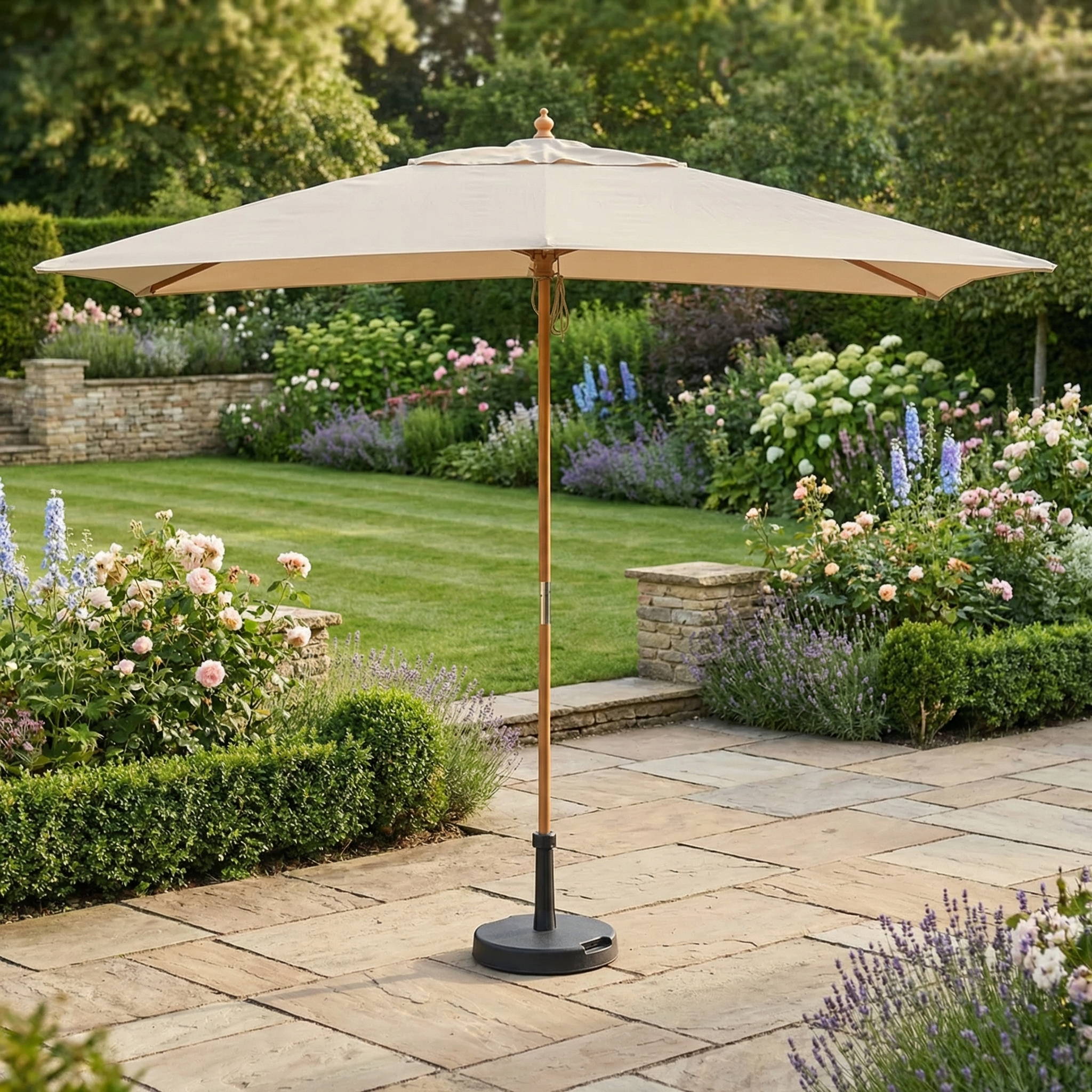 Harbour Lifestyle Kratos 3m x 2m Rectangular Wooden Parasol in Beige