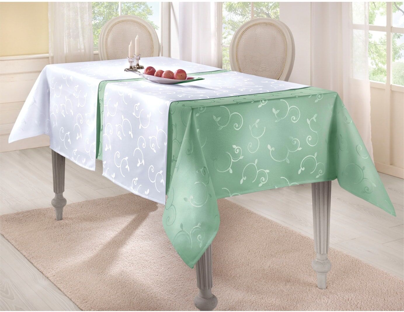 Tischdecke DOHLE Gr. 2, grün (lindgrün), B:50cm L:140cm, Tischdecken, Tischdecke lindgrün B/L: 50cm x 140cm, eckig