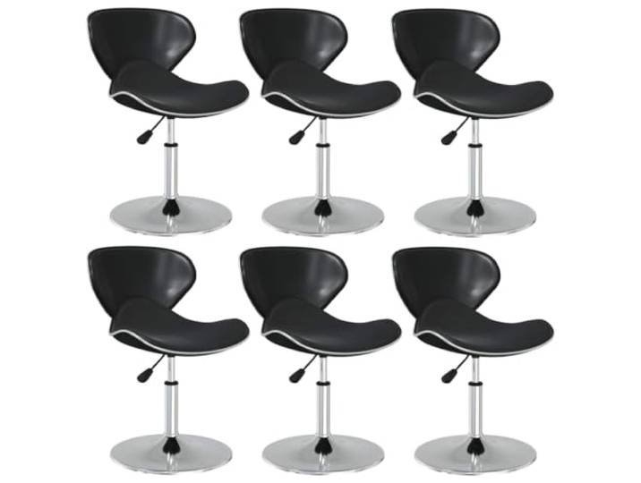 LMTYOENFG 6er Set Esszimmerstühle Höhenverstellbar Schwarz Kunstleder Moderne Polsterstühle mit Chromfuß und Gasfeder für Küche, Esszimmer, Theke oder Home Office im 6er Pack.