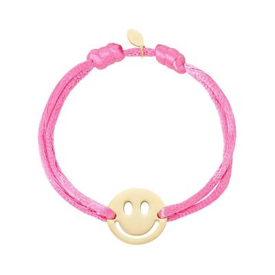 Freundschaftsarmband ADELIA´S "Armband Freundschaftsarmband mit Smiley-Anhänger, 16 cm", pink (rosa), Armbänder, Damen, yehwang_16, Stahl, modisch mit rundem Smiley-Anhänger