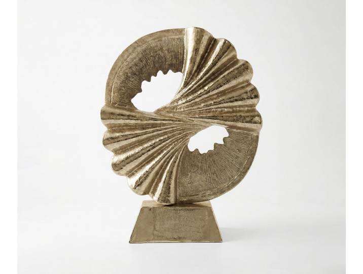 Skulptur Spira B70 x T21 x H96 cm Aluminium Champagner Handgemacht, Wohnaccessoires