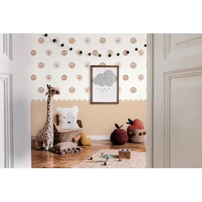 Vliestapete LIVING WALLS "LIMITED – Löwen Kinderwelt Fototapete", beige, B:1,59m H:0m L:2,8m, Vlies, Tapeten, Niedliche Löwenköpfe mit sanfter Wellenkante fürs Kinderzimmer