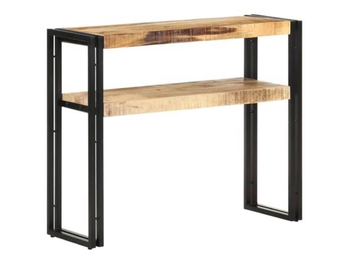 GPWERSDF Konsolentisch 90x30x75 cm Raues Mangoholz Zwei Ablageflächen, Stabile Eisenbeine, Langlebig, Einzigartige Holzmaserung