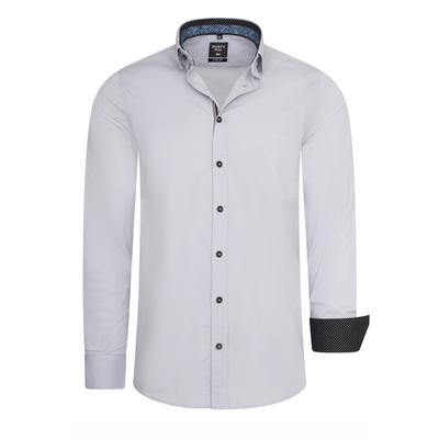 Langarmhemd RUSTY NEAL, Herren, Gr. XL, EURO-Größen, grau, 97% Baumwolle, 3% Elasthan, unifarben, Hemden, im trendigen Kontrast-Design