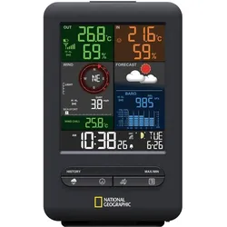 National Geographic Color-Display Center 5in1 9080500 Funk-Wetterstation Vorhers, Wetterstation, Schwarz