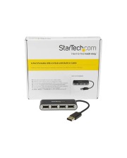 StarTech.com Mobiler 4-Port-USB 2.0-Hub mit integriertem Kabel Kompakter Mini USB Hub 4 x 2.0 Desktop (ST4200MINI2)