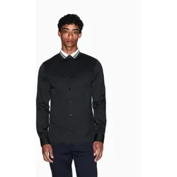 A|X Armani Exchange für Herren. XM001224AF10192UB101 Marineblaues Stretch-Hemd (L), Lässig, Baumwolle, Klassisch, Langarm