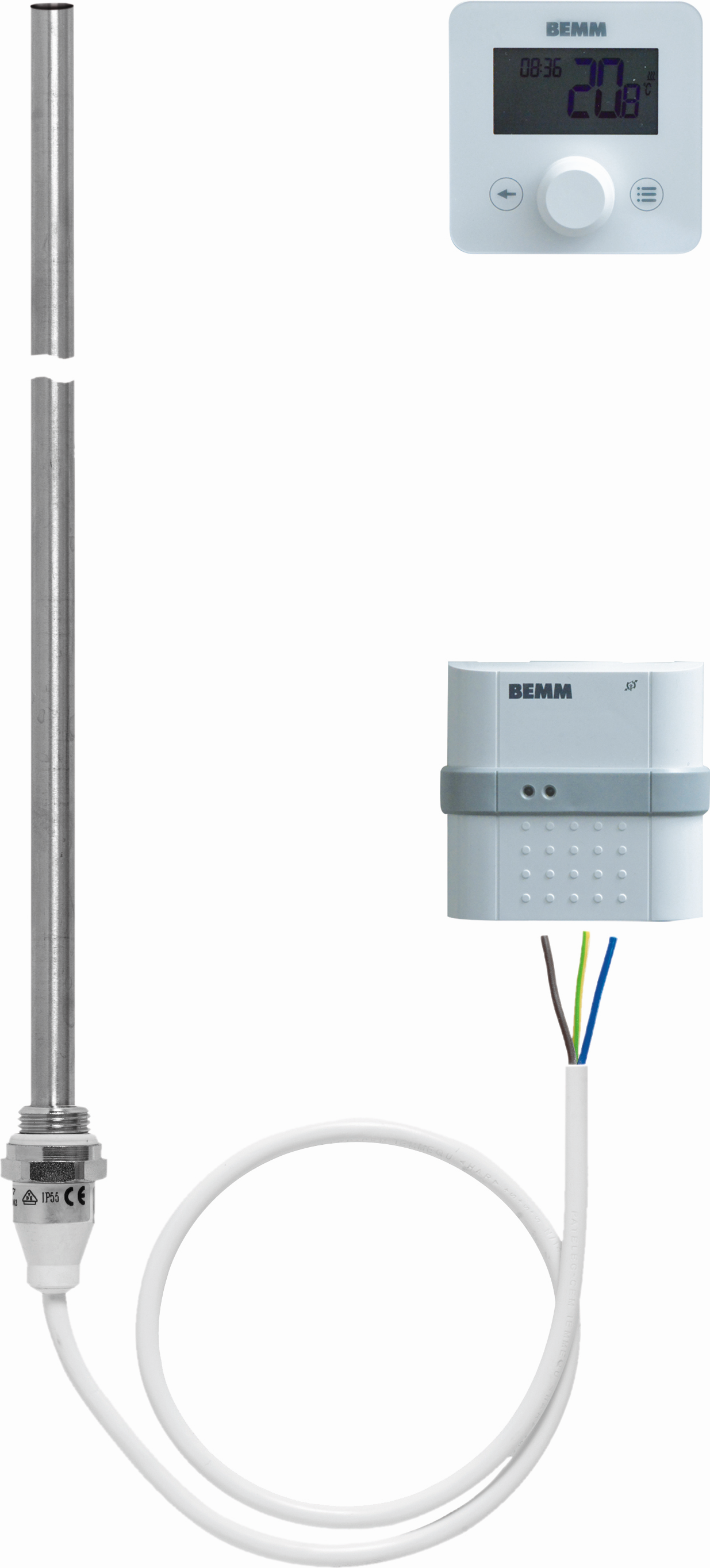 Élément chauffant sans fil Bemm ZEPELA07SW avec thermostat à horloge, 700 W, boîtier blanc, câble blanc