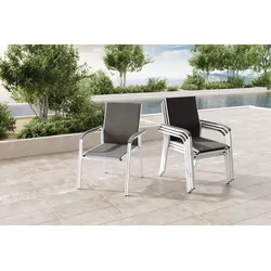 Kettler BasicPlus 4er-Set Stapelsessel, silber/anthrazit, 0301205-0000