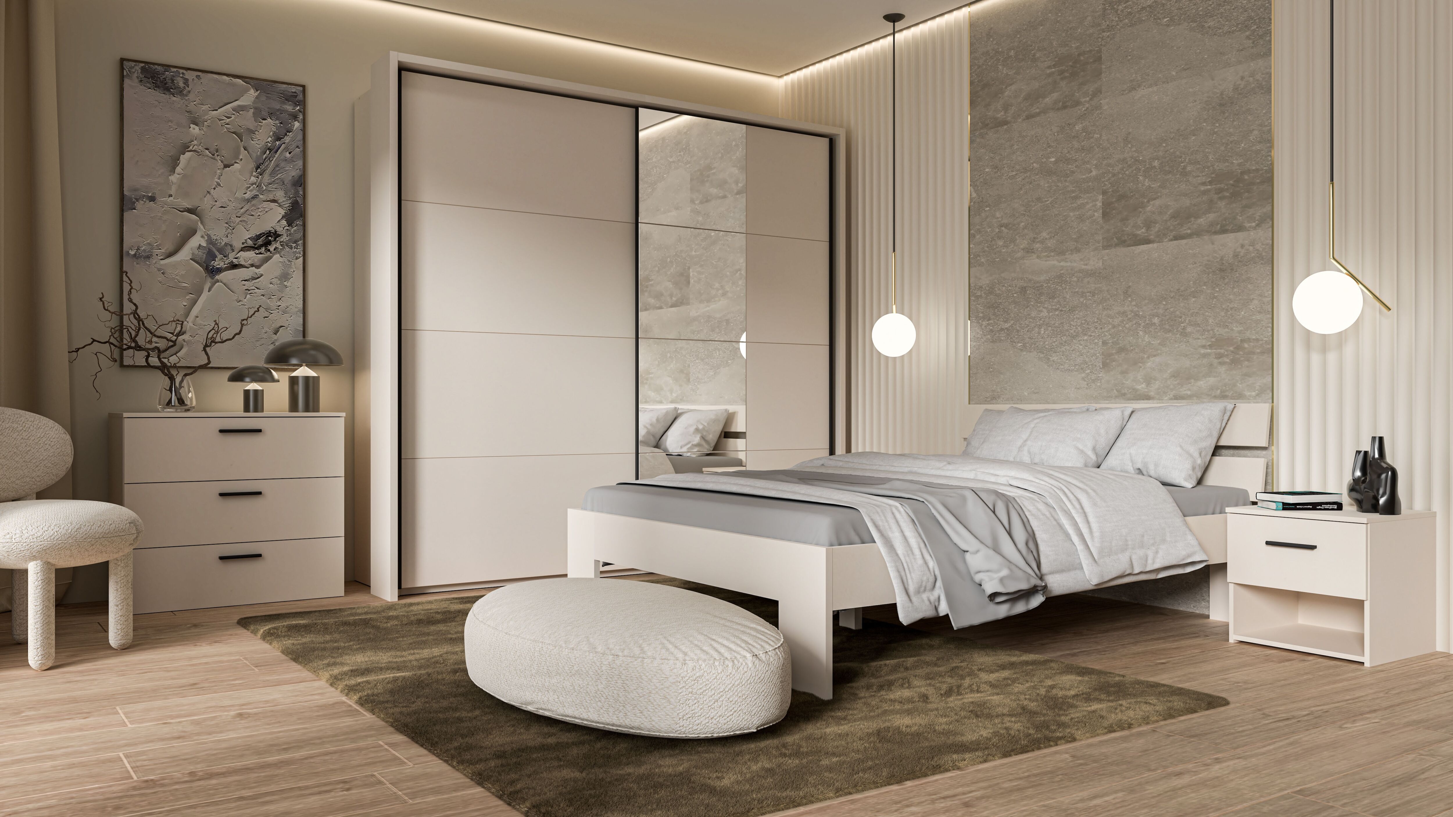Bettgestell FORTE "Ingalil", beige (kashmir beige, kashmir beige, kashmire beige), B:165,1cm H:78cm L:209,4cm, Betten, Bettgestell, B/H/T 165,1/78/209,4 cm kashmir beige, kashmir beige, kashmire beige Liegefläche Länge B: 200cm x 160cm, Höhe Bett: 78cm Hö