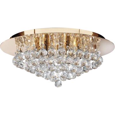 SEARCHLIGHT Deckenleuchte "Kristall-Leuchte Hanna, 6-flammig", gold, 6, Ø 45cm H: 19,5cm, 1 Stk., Leuchten, Glamourös, Deckenleuchte
