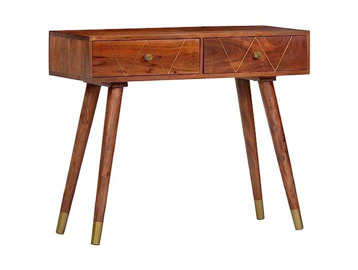 vidaXL Akazienholz Massiv Konsolentisch mit 2 Schubladen Konsole Beistelltisch Frisiertisch Flurtisch Wandtisch Schreibtisch 90x35x76cm